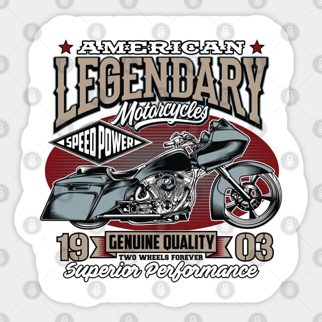 American vintage legendary motorcycle Sticker by Teefold